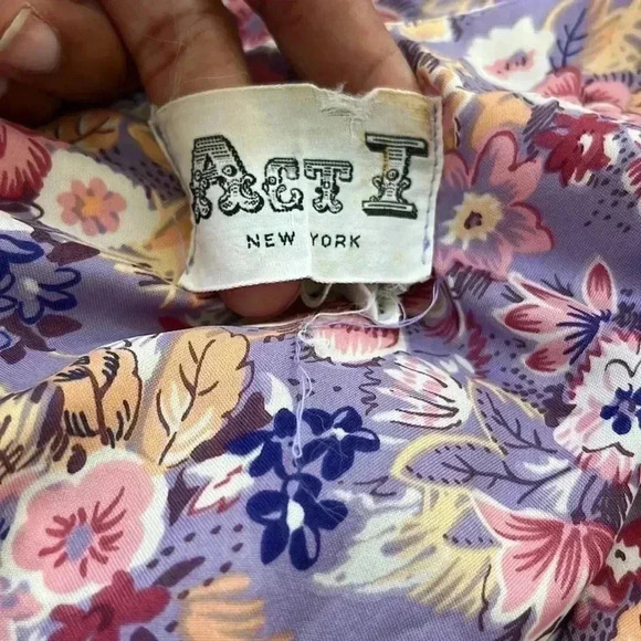 ACT I Vintage Floral Sleeveless Vneck Boho Dress - Picture 6 of 7